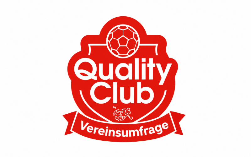Rotes Fussballabzeichen mit Vereinsumfrage